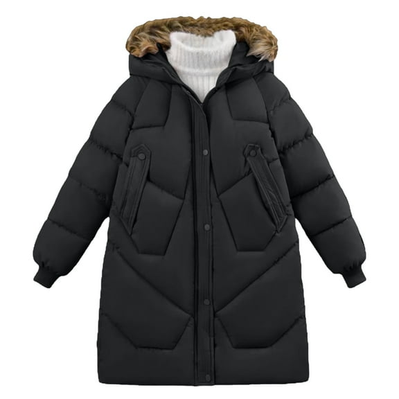 Winter Girls' Long Coat with -Lined Hood, Warm and Durable Down Jacket for All Seasons