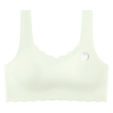 Girls Bras Silky Seamless Bra Cute Printed Padded Sports Bra Comfort Summer Cooling Bralette  Mint Green  13 Years