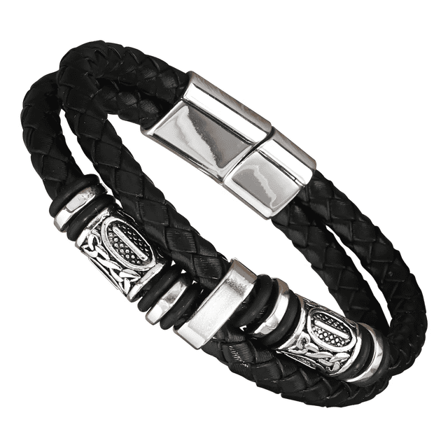 Pulsera Piel Para Hombre De Cuero Con Hebilla Magnética Xtellar negro