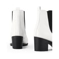 thumbnail image 5 of Pennysue Women Chelsea Boots White Female Chunky Heel Ankle Booties 6.5M, 5 of 7