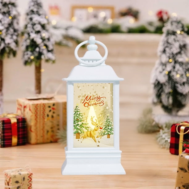 Farol Navideño de Cuatro Esquinas con Patrones Personalizables, Decoración Festiva, Lámpara de Vela Portátil