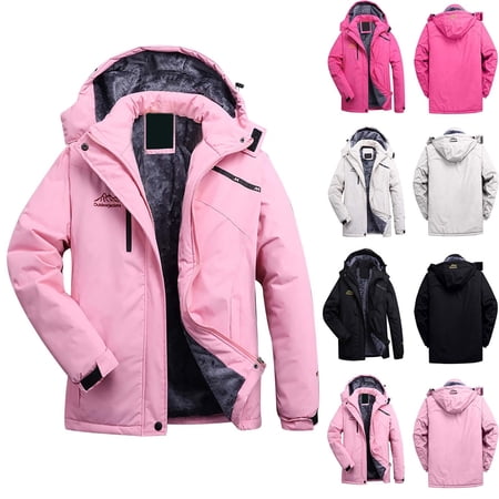 BXINGOHAI Women s Winter Coats Waterproof Snow Ski Jacket Hood Fleece Lined Warm Mountain Snowboarding Windbreaker Black M