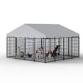 thumbnail image 2 of imerelez 10'x10' Outdoor Dog Kennel with Metal Dog Gate, Outdoor Dog Pens with Roof, Heavy Duty Dog Kennel for Backyard Farm Use, 2 of 9