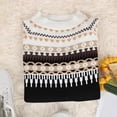 thumbnail image 6 of SETOOFF Women Geometric Pattern Crew Neck Knit Sweater Long Sleeve Color Block Printed Knitted Pullover Jumper Fall Winter Layering Top, 6 of 7