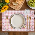 thumbnail image 4 of Easter Bunny Placemats Set of 6, Spring Easter Eggs Chick Floral Pink Check Placemats for Dining Table, Place Mats for Kitchen Tabletop, Waterproof Wipeable Dining Table Mats Set, 4 of 9