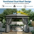 thumbnail image 5 of 10'x10' Outdoor Gazebo with Netting and Privacy Screens, Metal Waterproof Gazebos with Softtop Roof, Patio Canopy Tent for Backyard Garden, Grey, 5 of 10