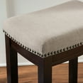 thumbnail image 4 of Linon Cessford 26" Backless Indoor Counter Stool, Dark Walnut and Beige Linen Fabric, Includes 1 Stool, 4 of 5