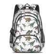 thumbnail image 2 of Dinosaur and Text White Pattern Backpack for School, Cute School Bag with Adjustable Shoulder Straps and Padded Back, 16.9"x12.6"x5.9", 2 of 5