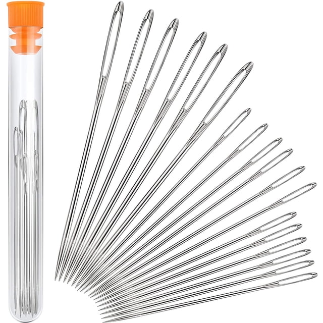 Large-Eye Needles Steel Yarn Knitting Needles Sewing Needles Darning Needle, 9 Pieces (Pointed)