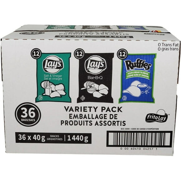 Chips Assorted (Lays, Ruffles), 40 Gram Pack of 36