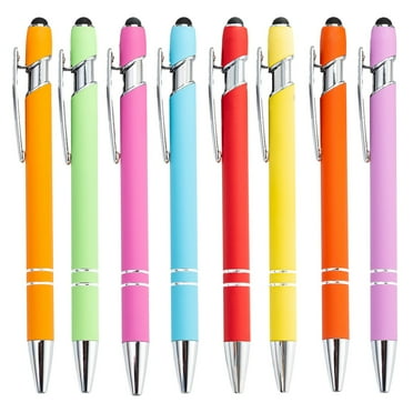 8pcs Touch Ballpoint Pen Stylus Retractable Ballpoint Pen 1.0 mm Black Ink