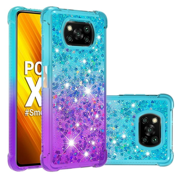 Funda para Xiaomi Poco X3 NFC/Poco X3 PRO Transparente con Brillos Carcasa Protectora Antigolpes con Glitter Brillante