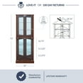thumbnail image 5 of BELLEZE Woody Lighted Corner Curio Cabinet Tempered Glass Door 6 Shelves, Walnut, 5 of 6