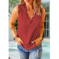 thumbnail image 4 of Summer V-Neck Eyelash Lace Sleeveless Loose Tank Top Wine Red L, 4 of 10