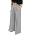thumbnail image 2 of Yourumao Wide Leg Pants for Women Women's Flowy Wide Leg High Waist Pleated Palazzo Pants Trousers with Pockets, 2 of 6