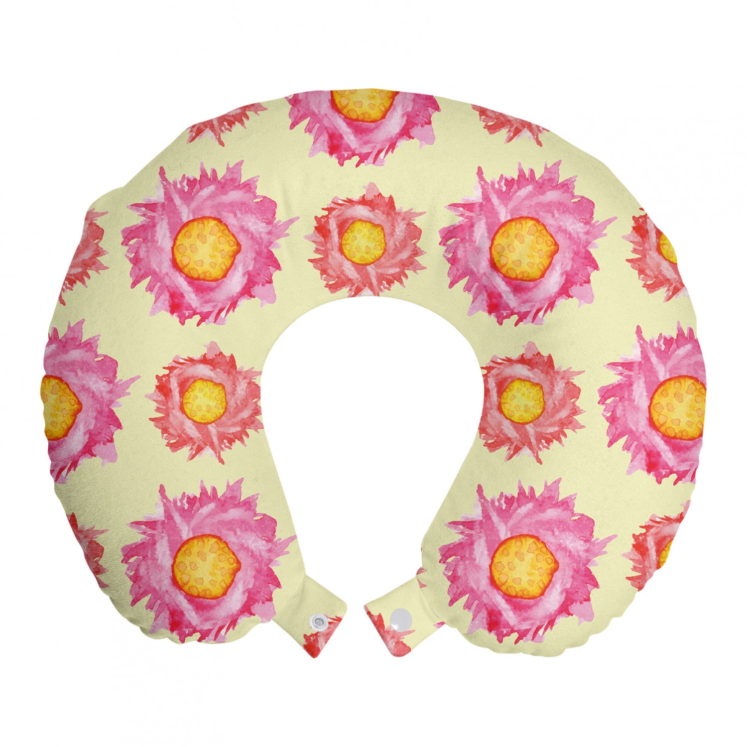 Floral Travel Pillow Neck Rest, Demonstration of Watercolor Effect ...