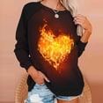 thumbnail image 2 of Penkiiy 3D Flame Printing Pullover for Women Women's Round Neck Flame Printed Loose Sweatshirt Long Sleeve Plunge Sleeve Top Sweatshirt, 2 of 6