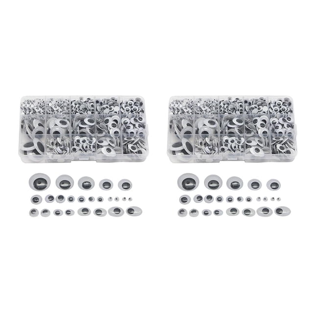 sweethay 1120 piezas Adhesivo Wiggle Googly Eyes para manualidades DIY divertido y juguetón Blanco negro 2Conjunto