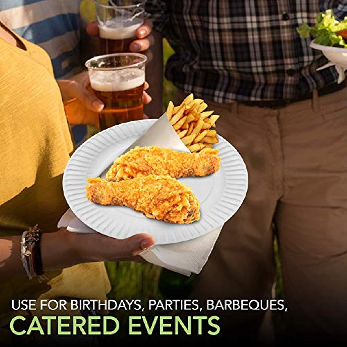 9-Inch Paper Plates Uncoated, Disposable Plates 9" Paper Plate Bulk, White