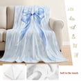 thumbnail image 5 of Cute Bow Blanket Soft Cozy Warm Throw Blanket for Couch, Plush Fuzzy Flannel Fleece Blankets for Sofa, Blue Bowknot Minimalist Solid Color Bed Blankets Lightweight Gifts for Women, 50"x60", 5 of 9