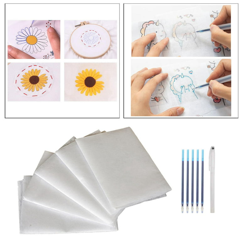 5 Sheets White Carbon Transfer Paper inch Carbon Copy Paper with Embossing Stylus Tracing Stylus Dotting Tools with Pens, Size: 50x50cm