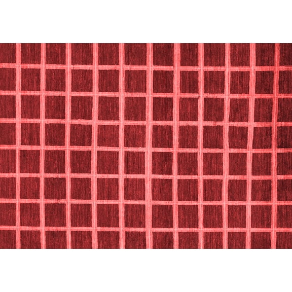 Ahgly Company Machine Washable Indoor Rectangle Checkered Red Modern Area Rugs, 5' x 7'