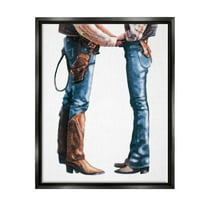 Stupell Industries Country Cowboy & Cowgirl Abstract Painting Black Floater Framed Canvas Art Print Wall Art, 25 x 31