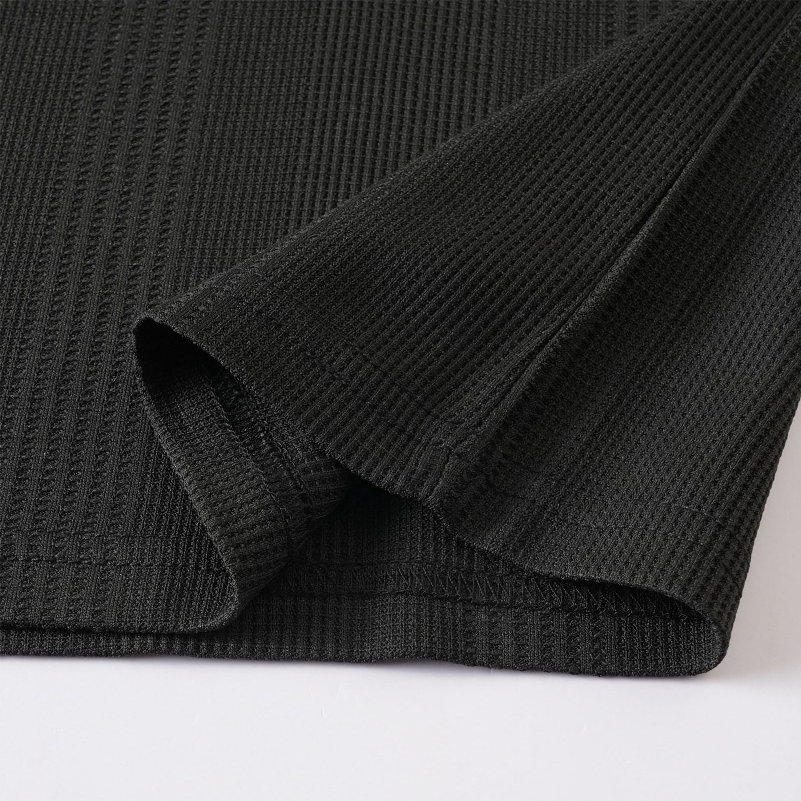 GuangCheng George Men Waffle Knit Henley Shirts,Long Sleeve,Slim Fit,Soft,Breathable,Comfortable,Button Placket,Casual Tees,Black,Size 3XL