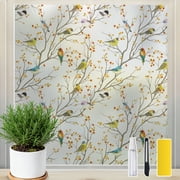DKTIE 17.7"x78.7" Exquisite Privacy Window Film, Electrostatic Adsorption Instesistance and Other Properties, Suitaallation, Easy to Remove, Frosted Design, Featuring Sun Shading.