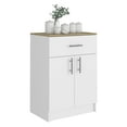 thumbnail image 2 of Cterwk Wood Pantry Cabinet with 2 Inner Shelves and 1 Drawer, Perfect for Kitchen, Dining Room, White + Light Brown, 2 of 8
