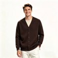 thumbnail image 2 of Men's V Neck Button Knit Cardigan, Long Sleeve Loose Fit Casual Sweater Outwear Tops, Men's Size S-3XL, 2 of 5