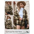 thumbnail image 7 of HUBERY Women Flannel Plaid Color Block Lapel Collar Long Sleeve Button Down Pocket Jacket, 7 of 7