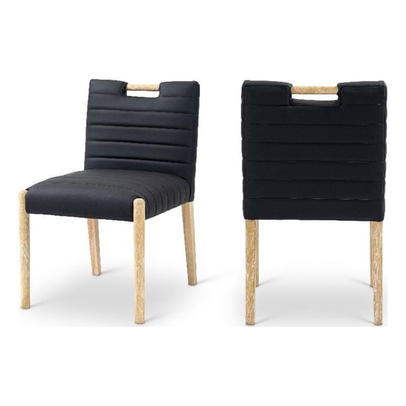 Meridian Furniture Aimee Black Vegan Leather Dining Side Chair (Set of 2)