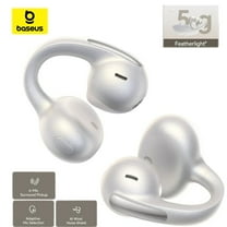 Baseus MC1 Pro Open Ear Clip-On Headphones, Hi-Res LDAC & HiFi4 Acoustic Sound, 5g Ultra-Lightweight Comfort, SuperBass 2.0, DNN 4-Mic AI Clear Calls, IP67 Waterproof, Bluetooth 6.0 (White)