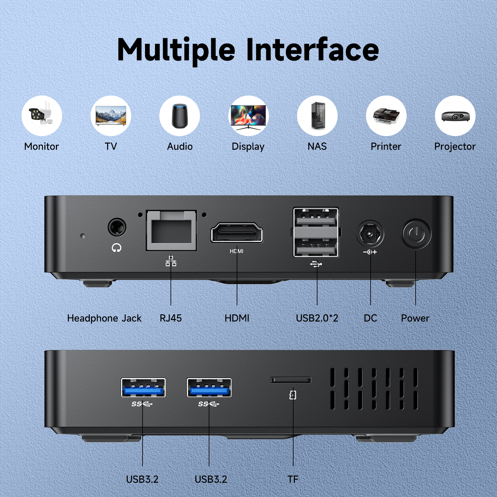 RNRUO Mini PC, 16GB RAM 256GB M.2 SSD, Intel 6500Y with 2 Cores, WiFi 6 BT5.0 Dual 4K Display VESA Windows 11 Desktop Mini Computer for Laptop, Monitor