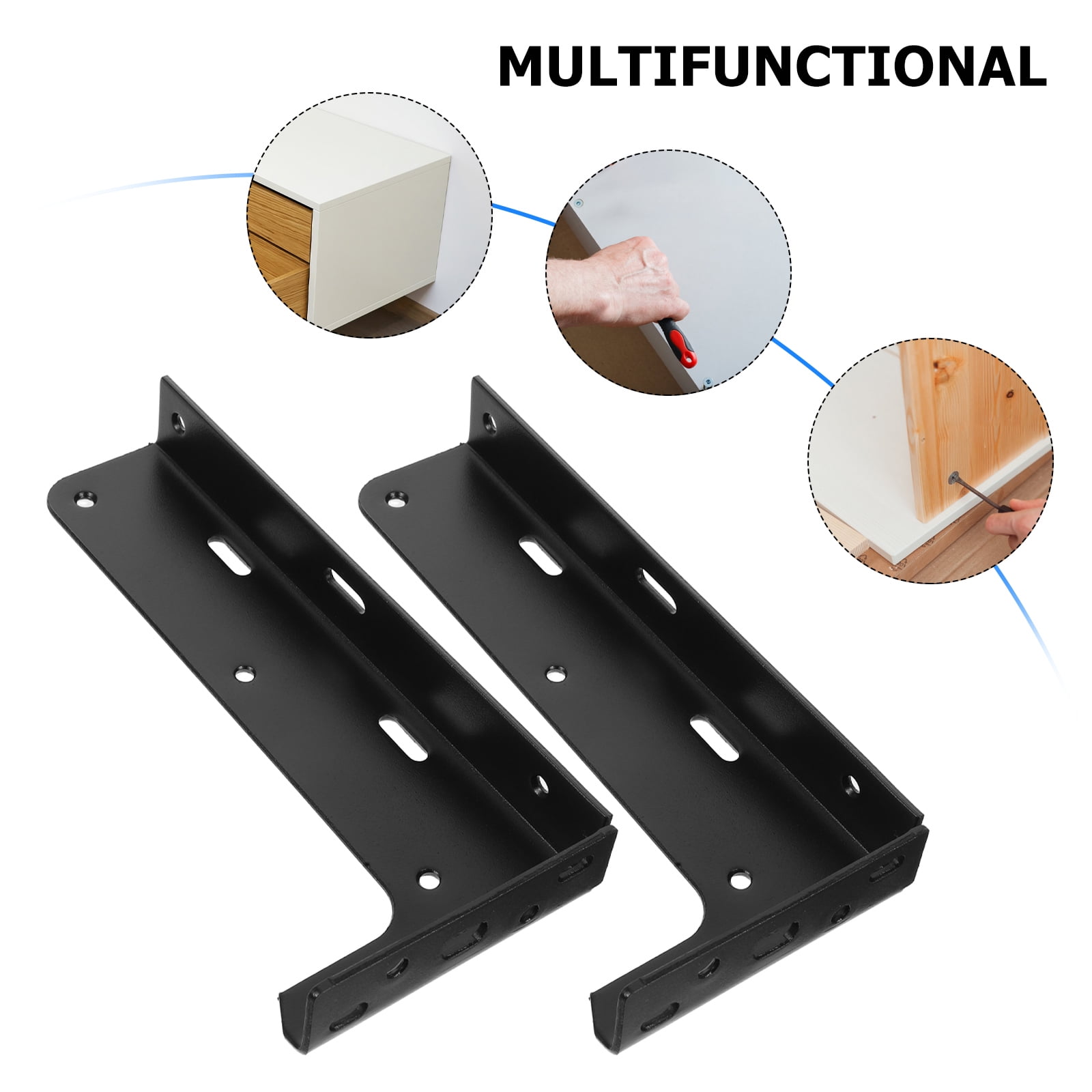 WEUVEB Black Matte Floating Shelf Brackets Wall Mounting Hardware 2-Pack Support for Home and Office