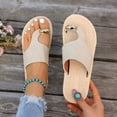 thumbnail image 6 of Women Sandals Jute Textured Toe Post Sandals For Comfortable Slip On Beach Summer Casual Flat Footwear ,Us Size:6, 6 of 8