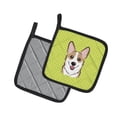 thumbnail image 2 of Caroline's Treasures BB1315PTHD Checkerboard Lime Green Corgi Pair of Pot Holders , 7.5HX7.5W, multicolor, 2 of 3