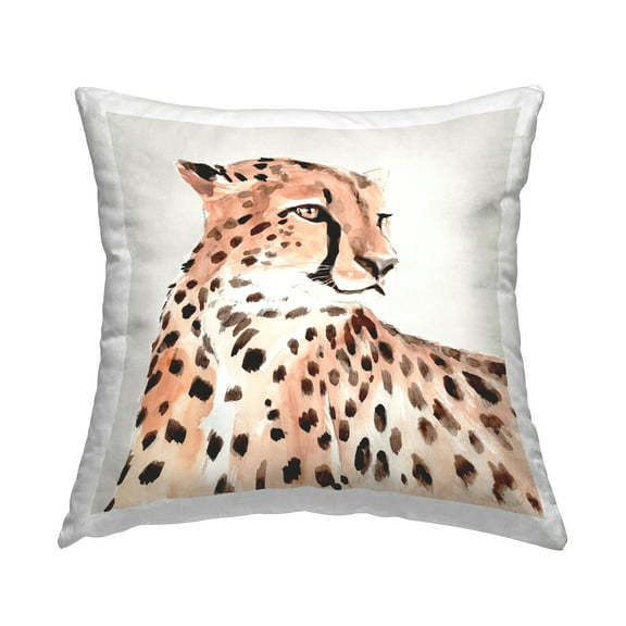 Stupell Industries Wild Cheetah Portrait Square Decorative Printed Throw Pillow, 18 x 18