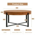 thumbnail image 2 of Jopath 33.86"Modern Retro Splicing Round Coffee Table, Fir Wood Table Top with Black Cross Legs Base, 2 of 9