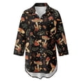 thumbnail image 4 of Xoenoiee Mushroom Leaves Star Print Women Swimsuit Cover Up V Neck Long Sleeve Button Front Beach Coverup Shirt Lapel Collar Beach Dress Blouse Plus Size, Size 3XL, 4 of 7