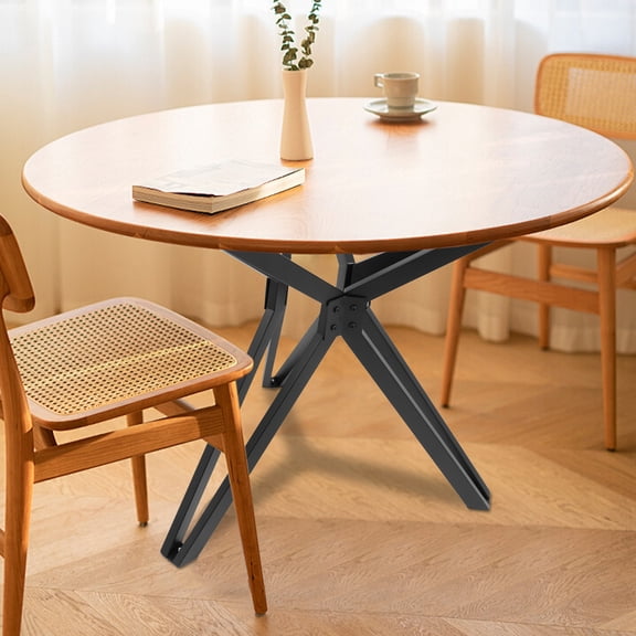 Black Iron 26*28.4-Inch Table Frame Double-Tube x-Shaped Base Bearing 200kg Single-Column Table Legs