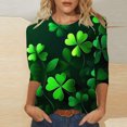 thumbnail image 2 of hotojiny Plus Size St. Patrick's Day Tops for Women Fashion Spring Cute 3/4 Sleeve Shirts Lounge Loose Crewneck Blouse, 2 of 5