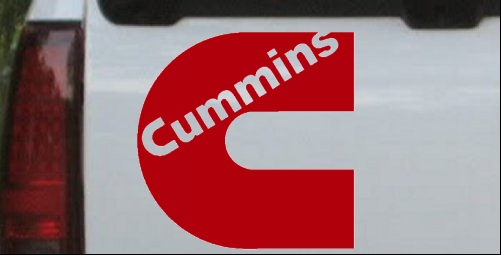 American Flag Vinyl Decal For Cummins Diesel Trucks - Silver 11x11 Inch Bumper Sticker