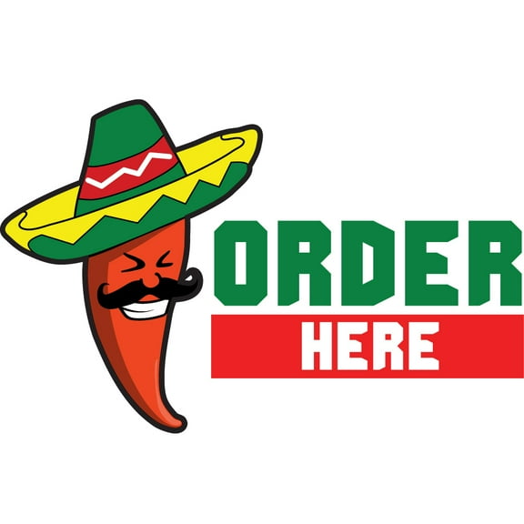 SignMission 16 in. Order Here Concession Decal Sign - Cart Trailer Stand Sticker Equipment