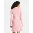 thumbnail image 3 of No Boundaries Ribbed Polo Dress with Long Sleeves, Women's, 3 of 4