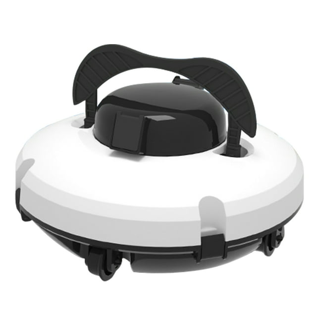 Cordless Robotic Pool Cleaner Pool with Dual Motors Self Parking for Flat Ground Pools White