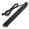 thumbnail image 1 of BTU Power Strip Protector contra sobretensiones PDU para montaje en rack, 8 salidas en ángulo recto, tira de alimentación montable de amplio espacio, resistente para racks de servidores, comercial, 30, 1 of 5