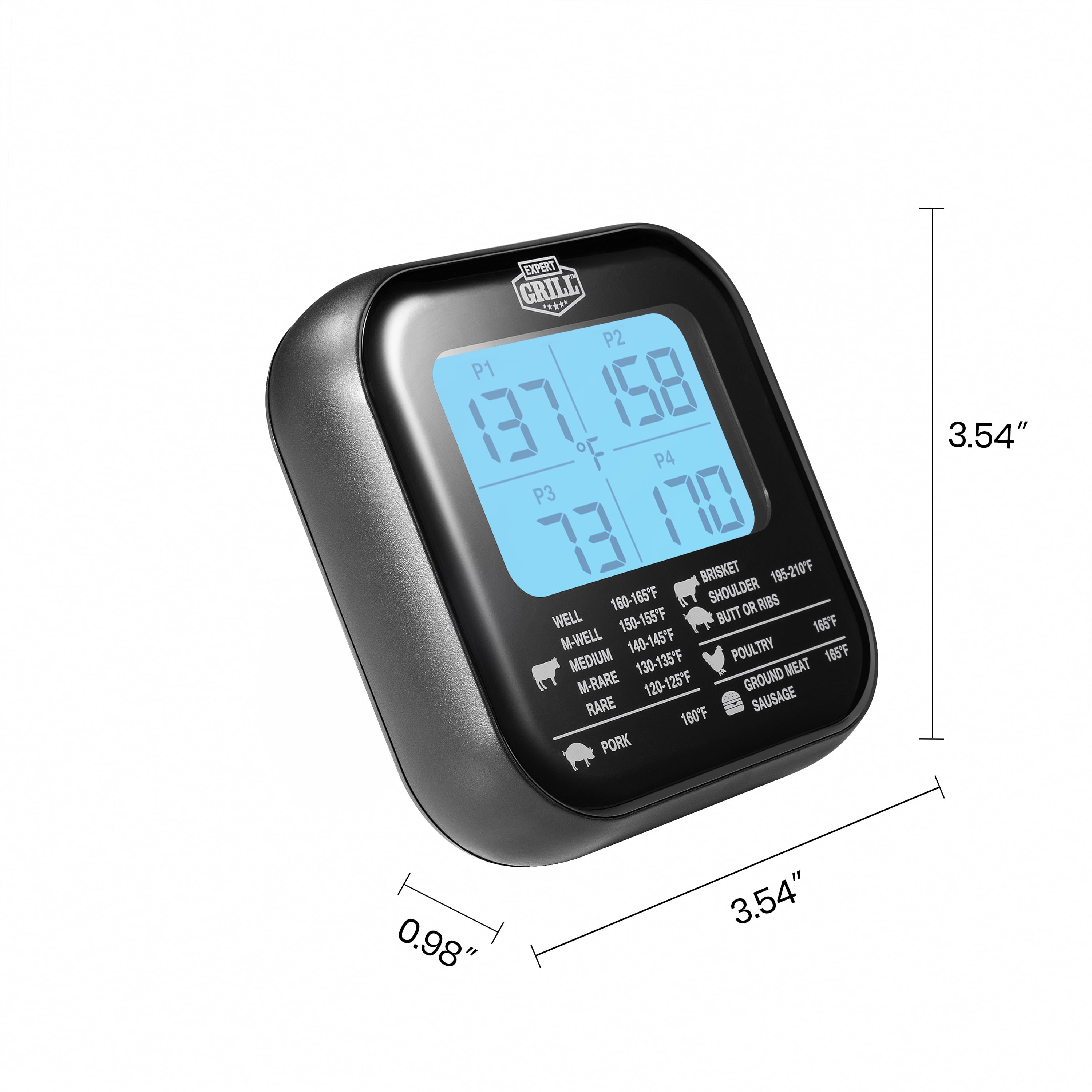 Expert Grill ABS LCD Display Cooking Thermometer with 4 Temperature Probes