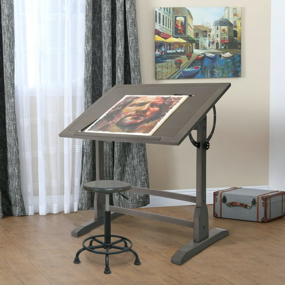 Studio Designs Adjustable Positioning Vintage Solid Wood Drawing/Drafting Table